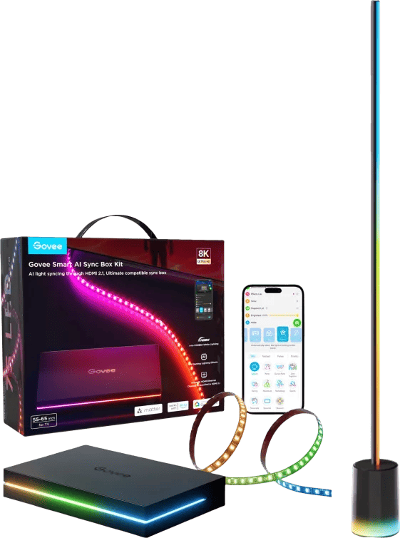 Govee Smart AI Sync Box Kit + Govee Stehlampe 2