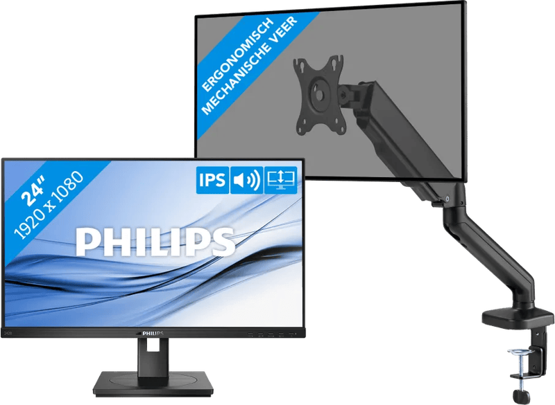 Philips 242B1G/00 + BlueBuilt Monitorhalterung Mechanische Feder für 1 Monitor