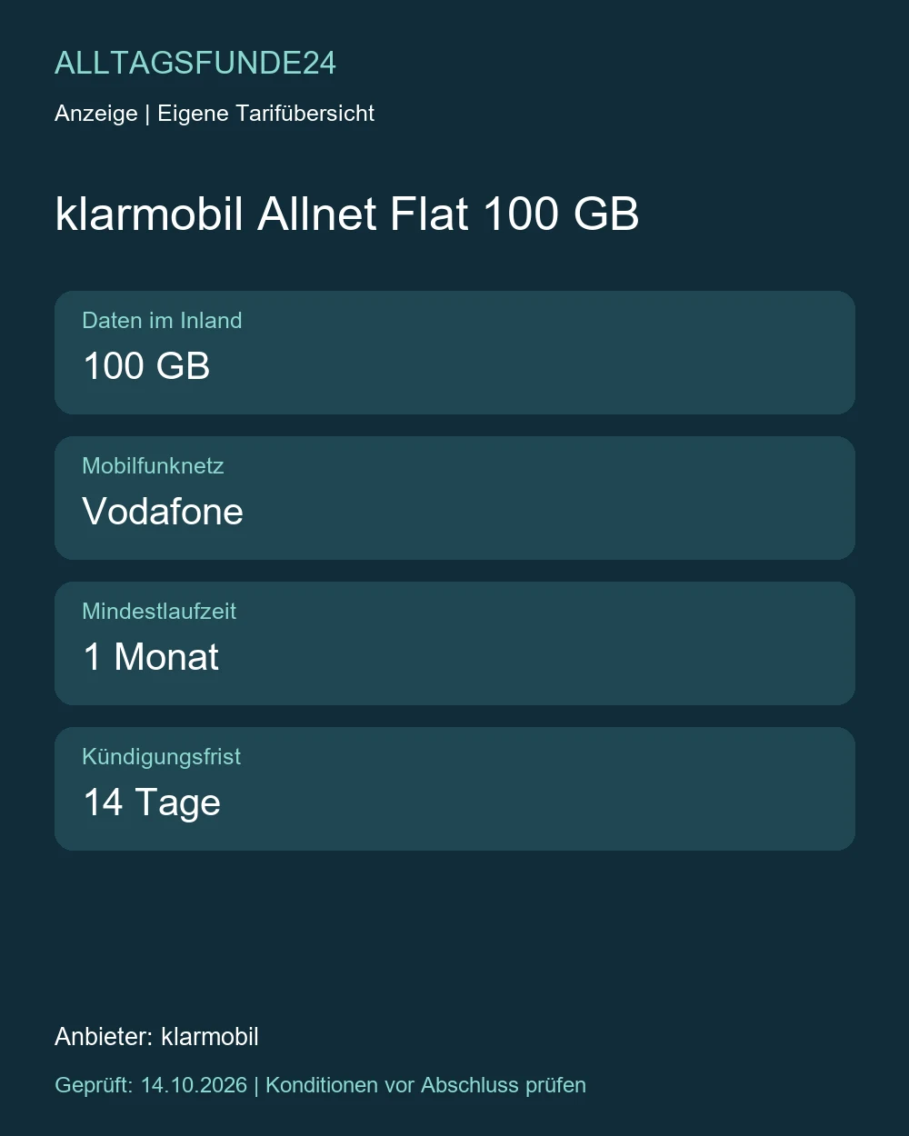 klarmobil Allnet Flat 100 GB