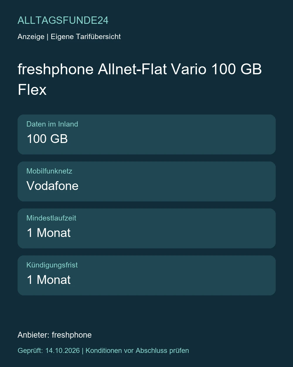 freshphone Allnet-Flat Vario 100 GB Flex
