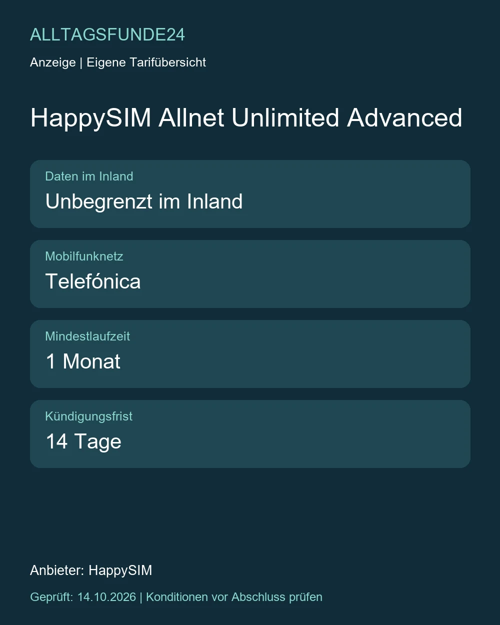 HappySIM Allnet Unlimited Advanced