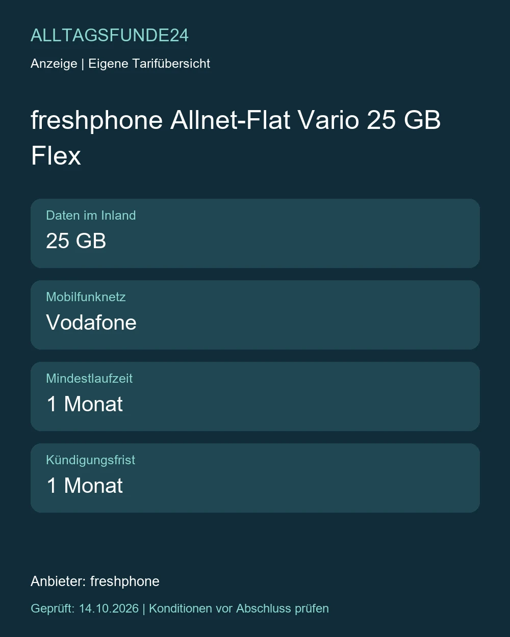 freshphone Allnet-Flat Vario 25 GB Flex