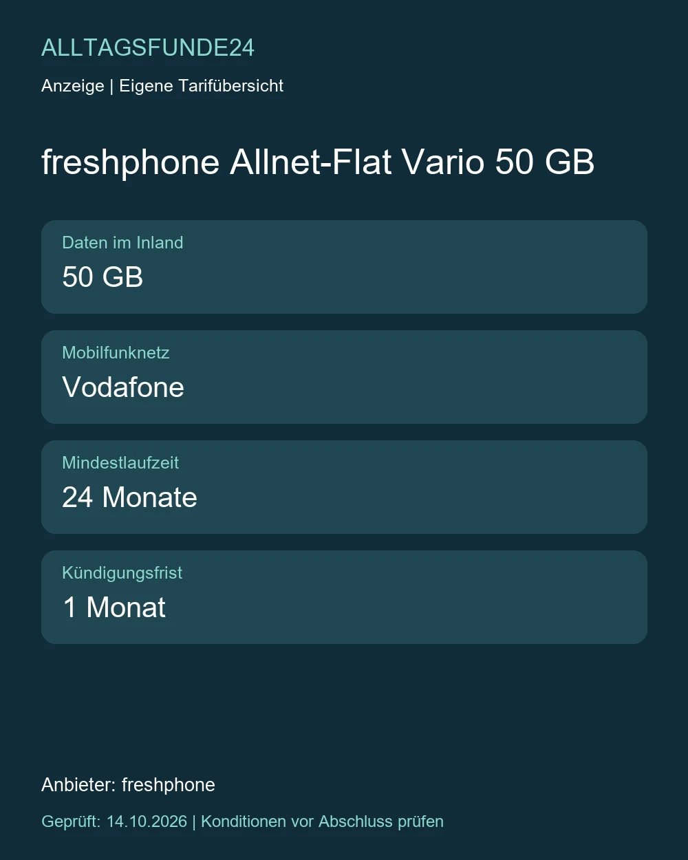 freshphone Allnet-Flat Vario 50 GB