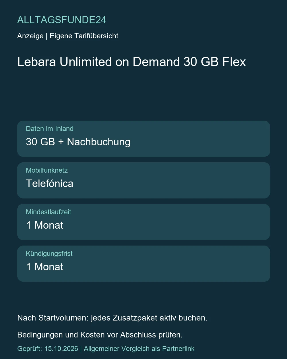 Lebara Unlimited on Demand 30 GB Flex