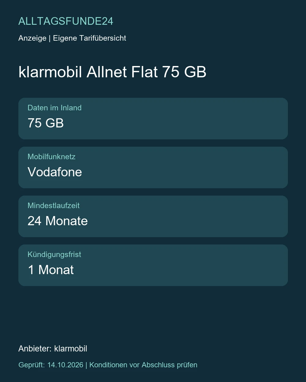 klarmobil Allnet Flat 75 GB