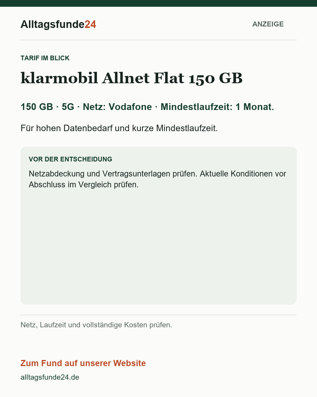 klarmobil Allnet Flat 150 GB