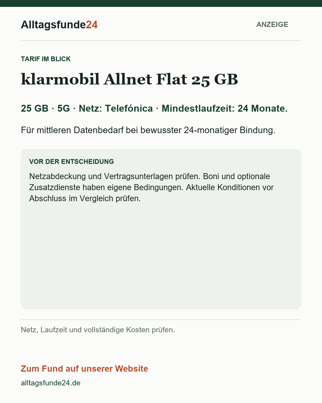klarmobil Allnet Flat 25 GB
